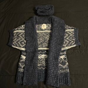 Grey/Blue Wrap Sweater juniors S